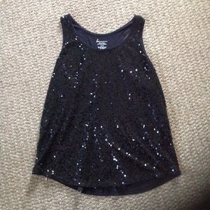 🛍Lane Bryant Fun & Flirty Black Sequin Tank Top